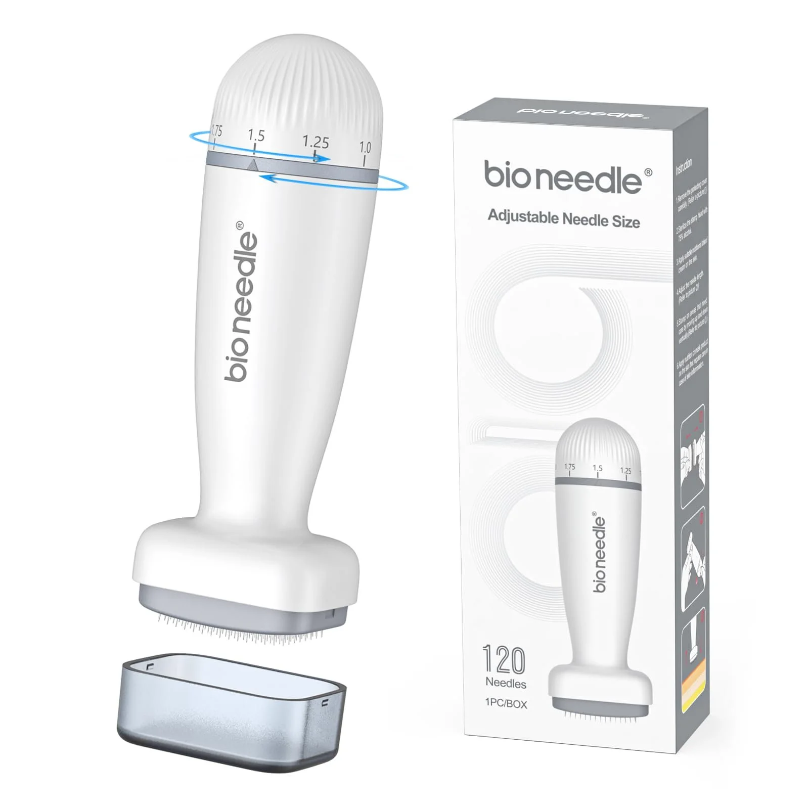 Дерма-штамп BIO120 для мікронідлінгу, регульований 0-2.0 мм, професійний, фото №1