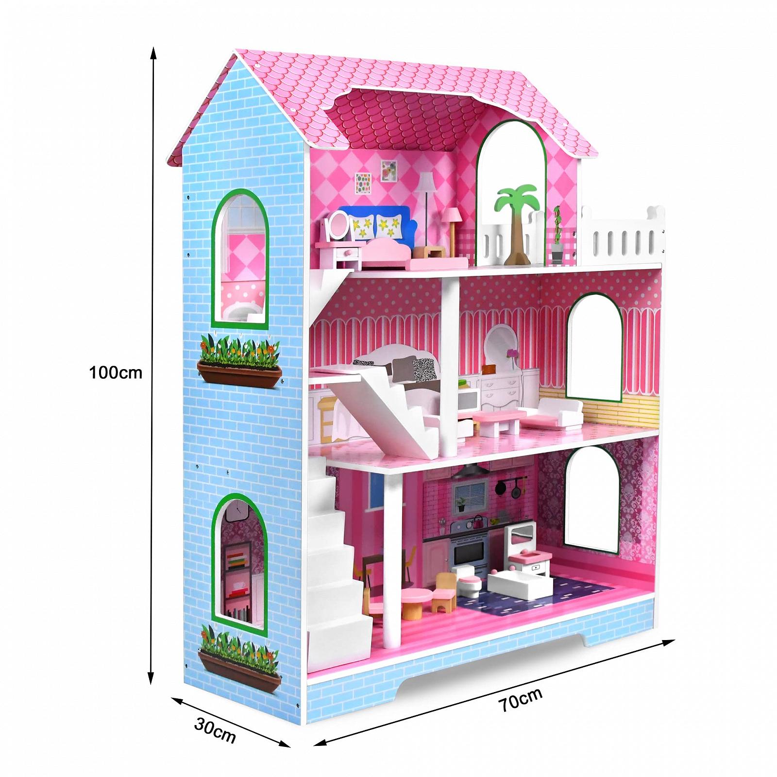 Кукольный домик TWOLIIN Wooden Doll Villa 3 уровня 70 x 30 x 100 см, фото №2