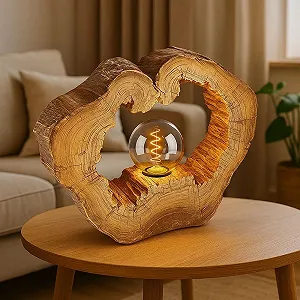 Настольная светодиодная лампа Срез дерева Под дерево Пластик E27 Filament LED Теплый белый 30.5 x 25.5 см synthetic.ua - Фото 1