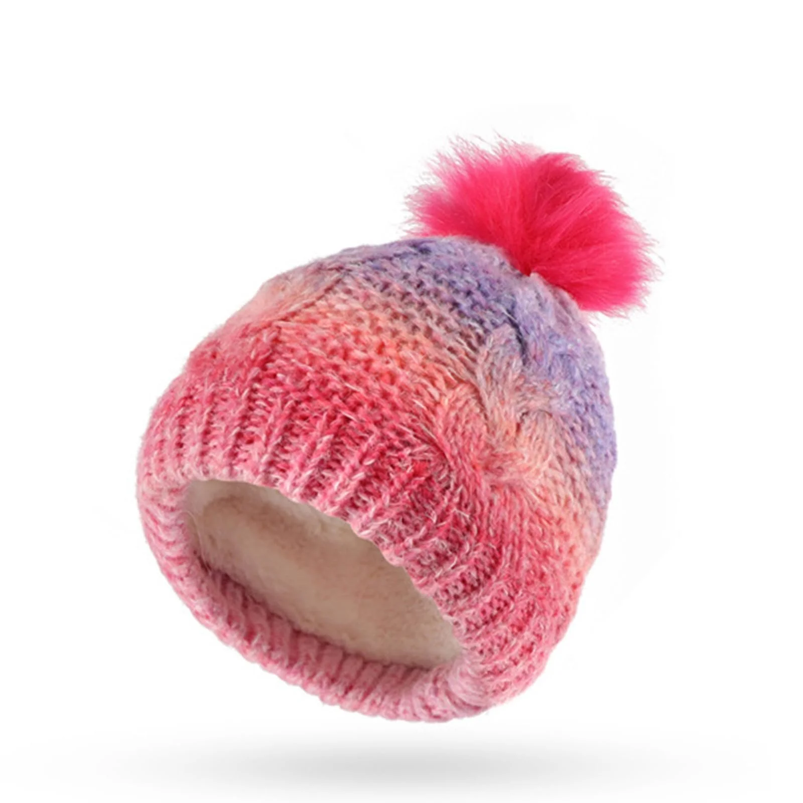 Шапка дитяча зимова на флісовій підкладці з помпоном, захистом вух для дівчаток та хлопчиків, фото №2