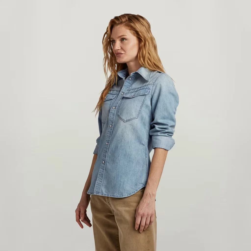 Жіноча сорочка G-Star - 70's Slim Denim Shirt Світло-синя - S, фото №3 Жіноча сорочка G-Star - 70's Slim Denim Shirt Світло-синя - S, фото №3