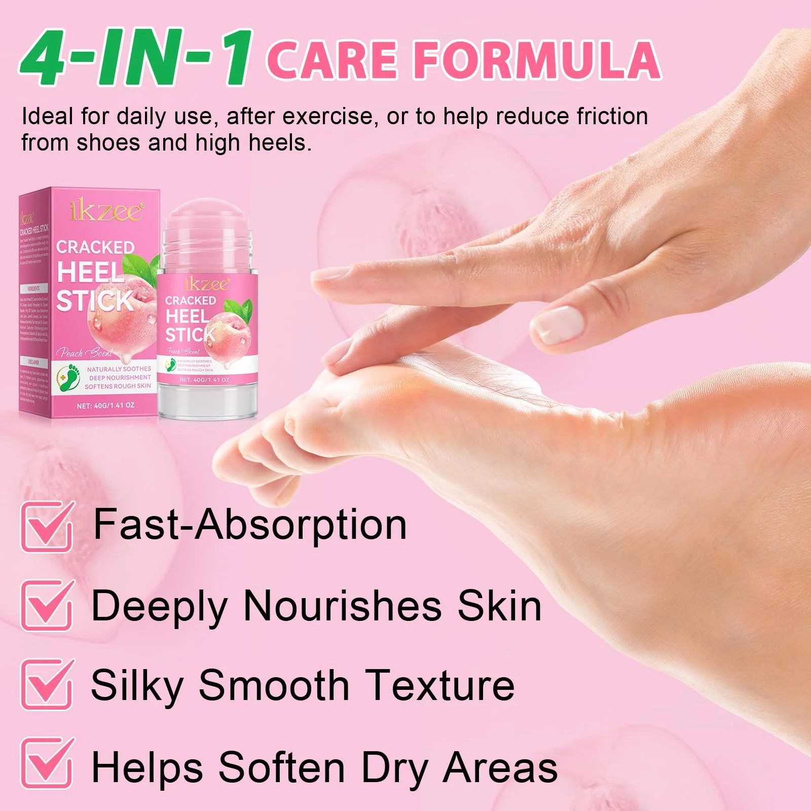 Стик-бальзам для восстановления пяток Cracked Heel Repair Smooth Peach Taste с мочевиной и салициловой кислотой увлажняющий, фото №2