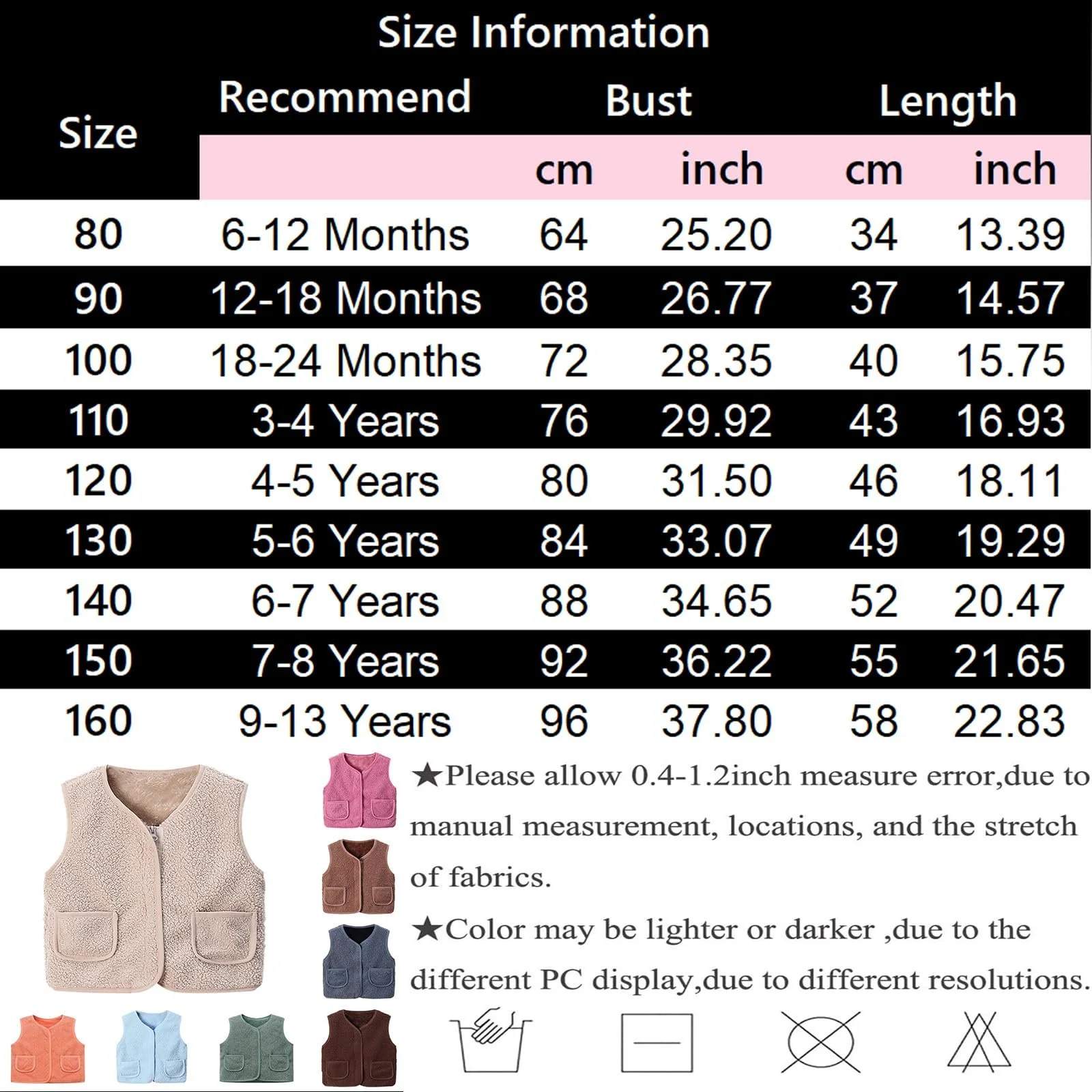 Жилет Флисовый Унисекс Зимний Флис Куртки Мальчики Девочки Поларфлис Жилеты Безрукавка Детская Куртка Однотонный Жилет Плюшевый Жилет С Карманами Теплая Зимняя Куртка Детская Куртка, фото №3