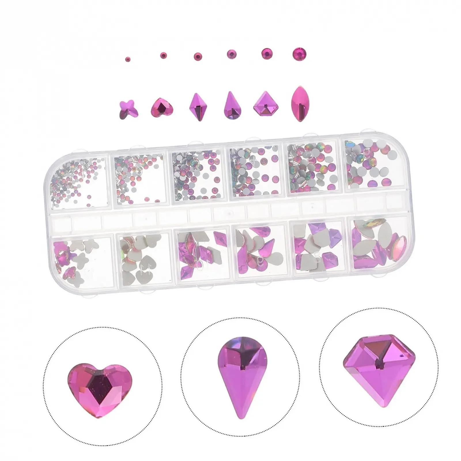 ABOOFAN 2 коробки, кристали, металеві прикраси, пласкі стрази, коштовності для нігтів, фіолетові, фото №8