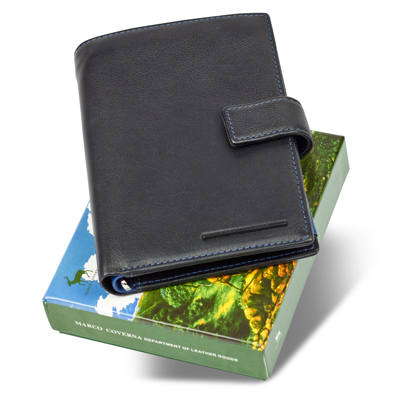 Черный мужской кошелек с фиксацией из натуральной кожи Marco Coverna MC-1005 A 1221, фото №3