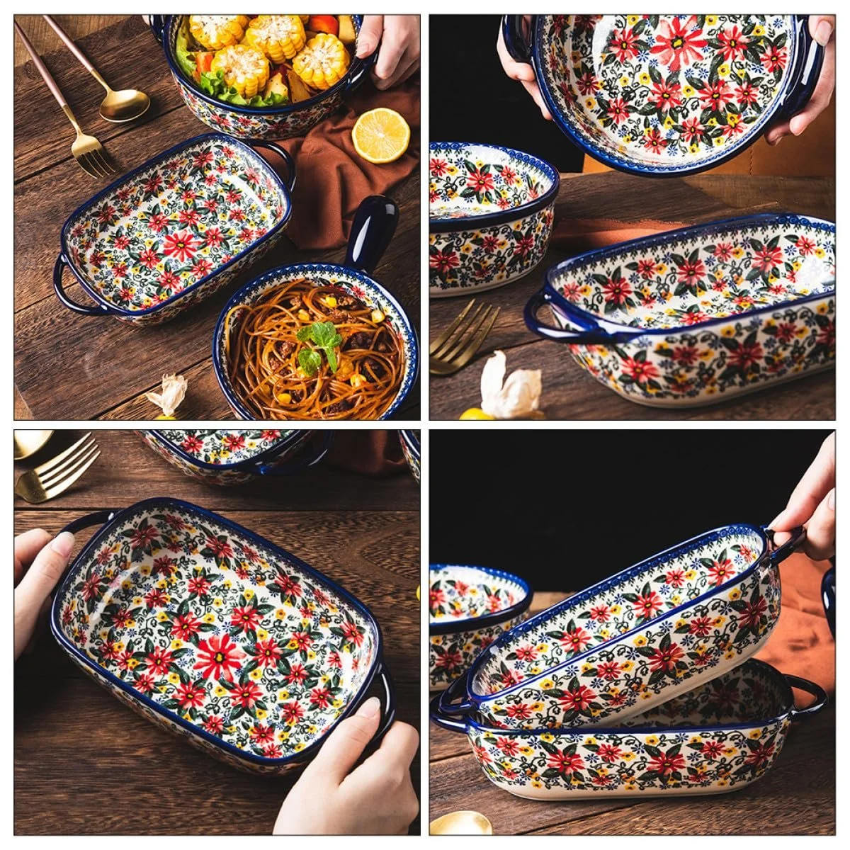 Форма для запекания керамическая прямоугольная с цветочным узором большая, фото №8 Форма для запекания керамическая прямоугольная с цветочным узором большая, фото №8