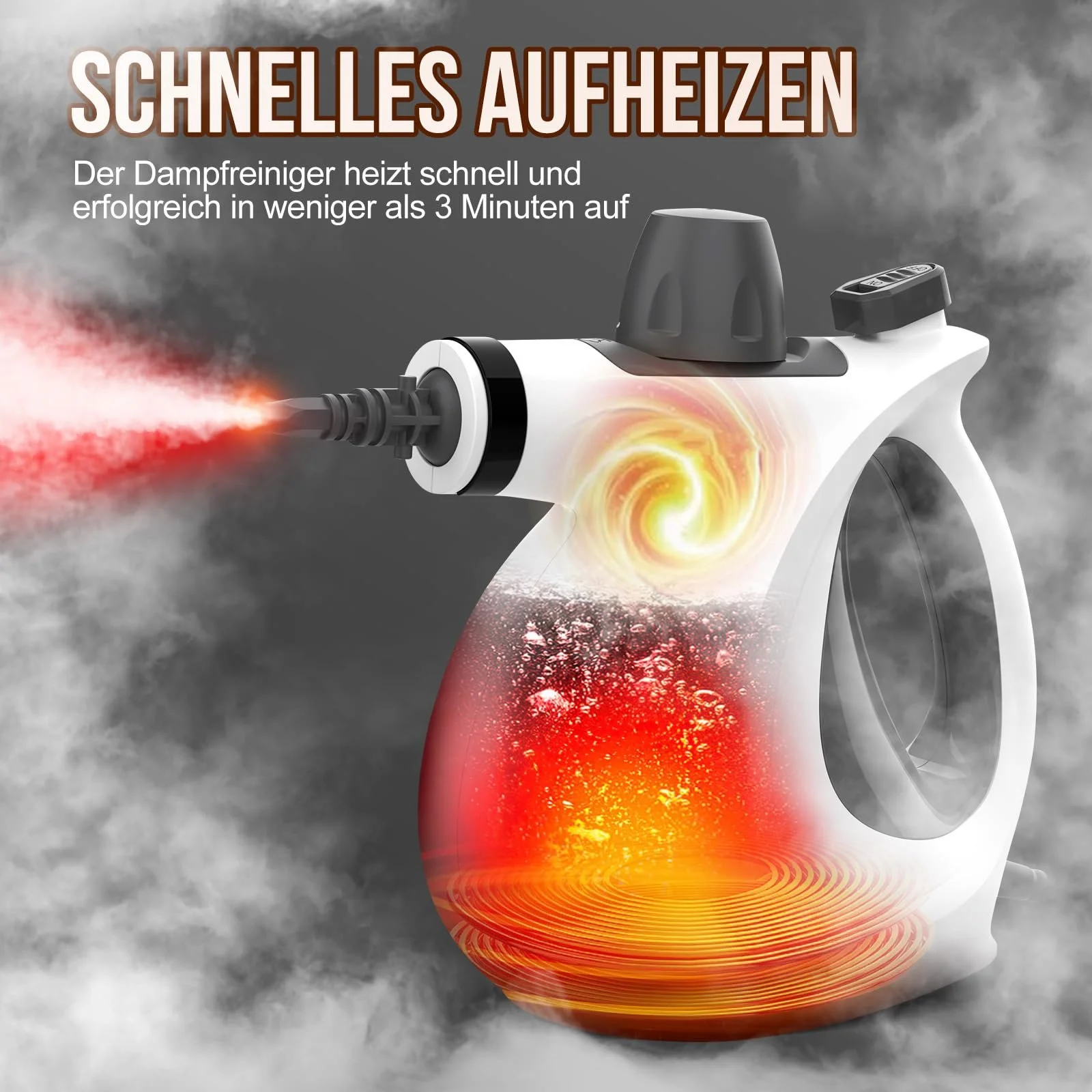 Пароочисник 1050W з 11 аксесуарами для домашнього текстилю, оббивки, килимів, плитки, іграшок та автомобільних сидінь, фото №4