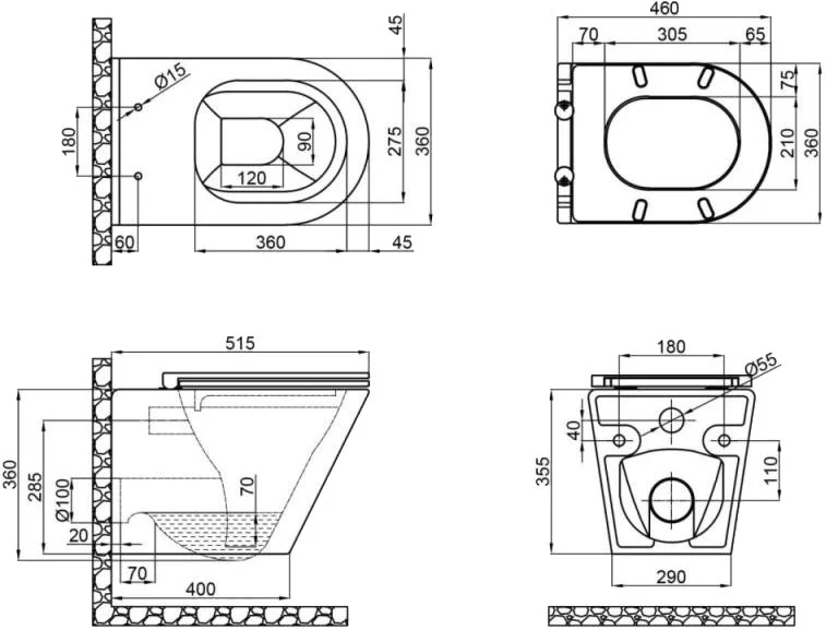 Унітаз підвісний Qtap Scorpio безобідковий з сидінням Slim Soft-close QT1433053ERW, фото №5