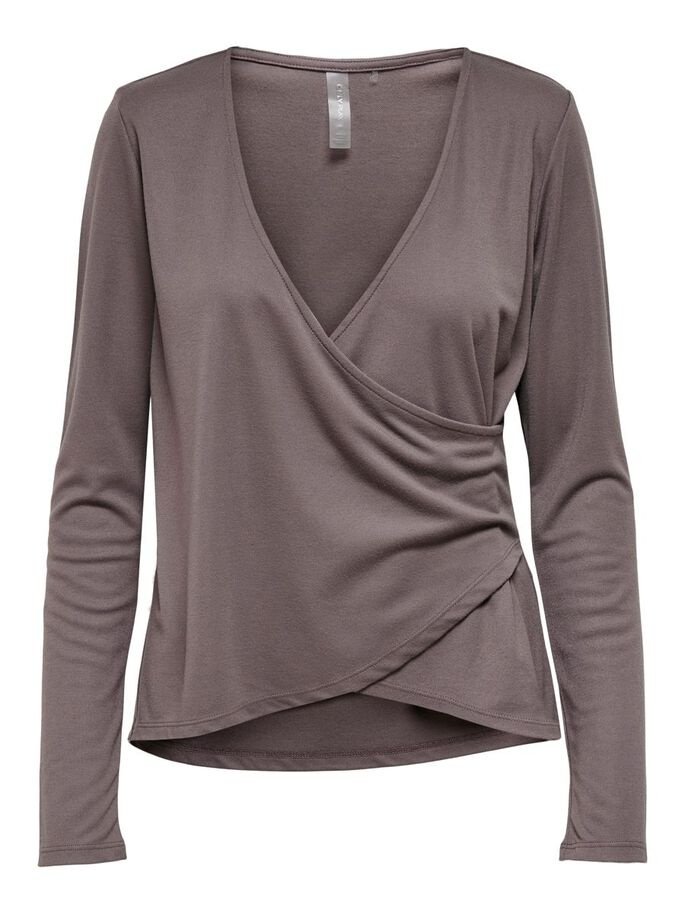 Топ із запахом ONPNORI LS WRAP TOP 15236598-Sparrow Only Play Темно-коричневий XS, фото №1