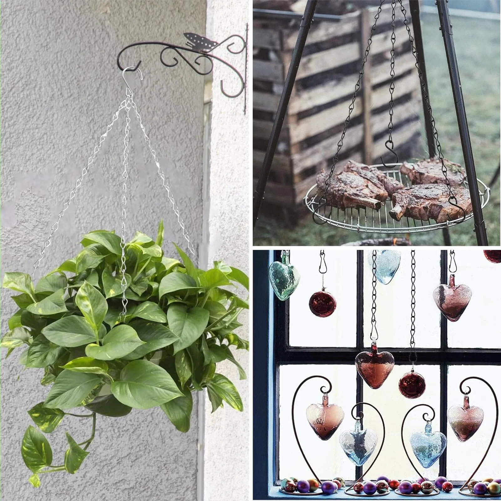 Ланцюжки для підвісних кошиків ACONDE 6 шт. 50 см металеві, фото №2 Ланцюжки для підвісних кошиків ACONDE 6 шт. 50 см металеві, фото №2