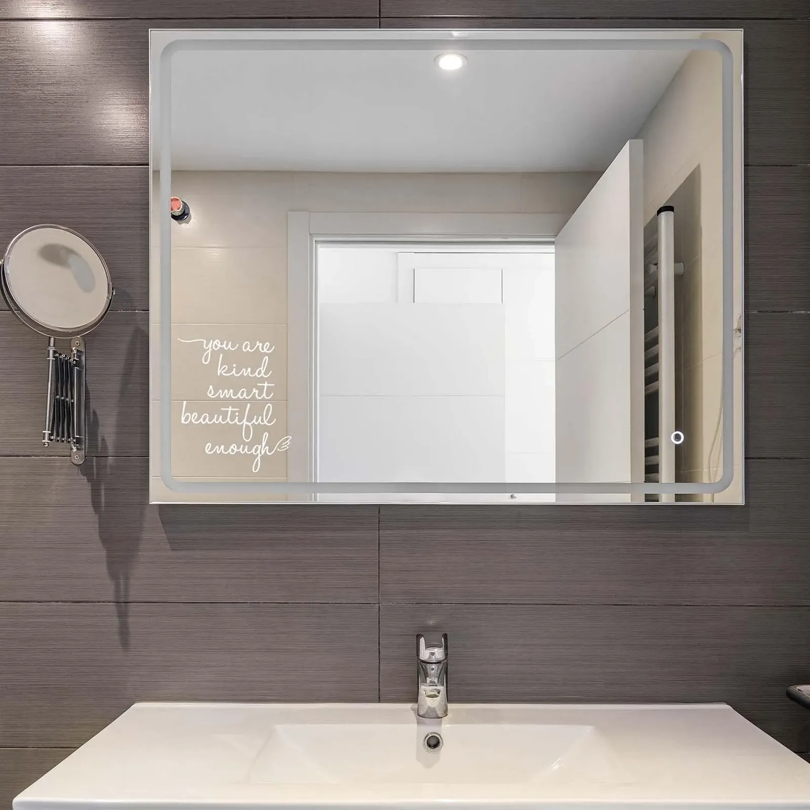 Наклейка для зеркала JINGIHE Мотивационная "You are Kind Smart Beautiful Enough" Белая, фото №7 Наклейка для зеркала JINGIHE Мотивационная "You are Kind Smart Beautiful Enough" Белая, фото №7