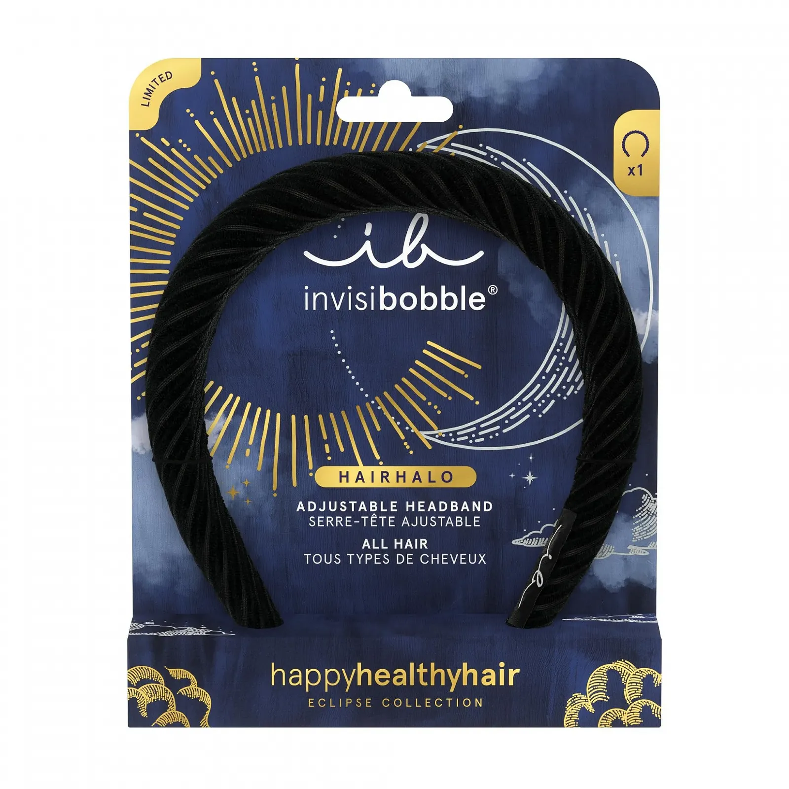 Обруч для волосся invisibobble HAIRHALO Eclipse Midnight Ring, Чорний, фото №1