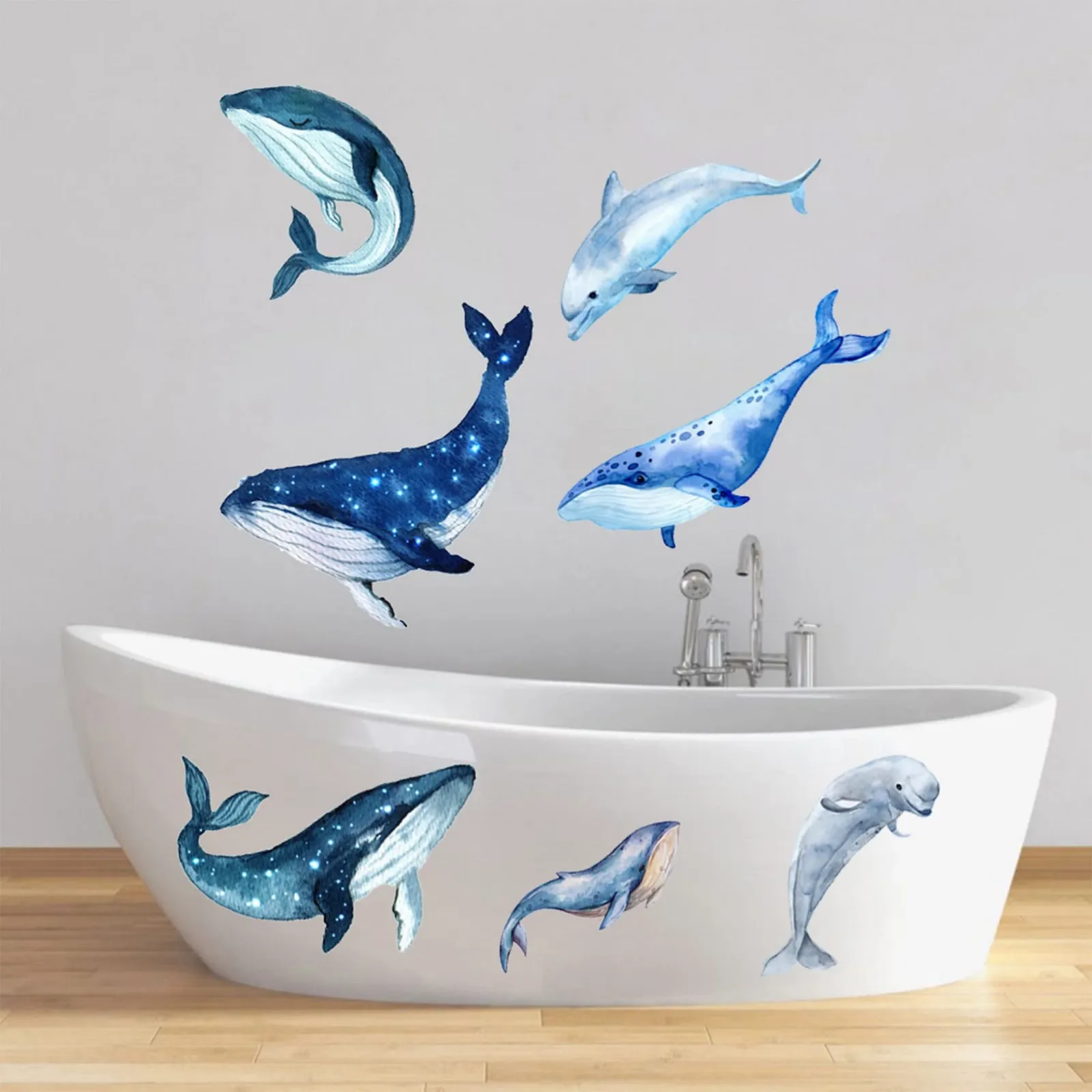 Наклейки на стіну Hanlongyu Гігантські Синій кит 5 наборів та Стрибучий дельфін 2 набори, фото №6 Наклейки на стіну Hanlongyu Гігантські Синій кит 5 наборів та Стрибучий дельфін 2 набори, фото №6