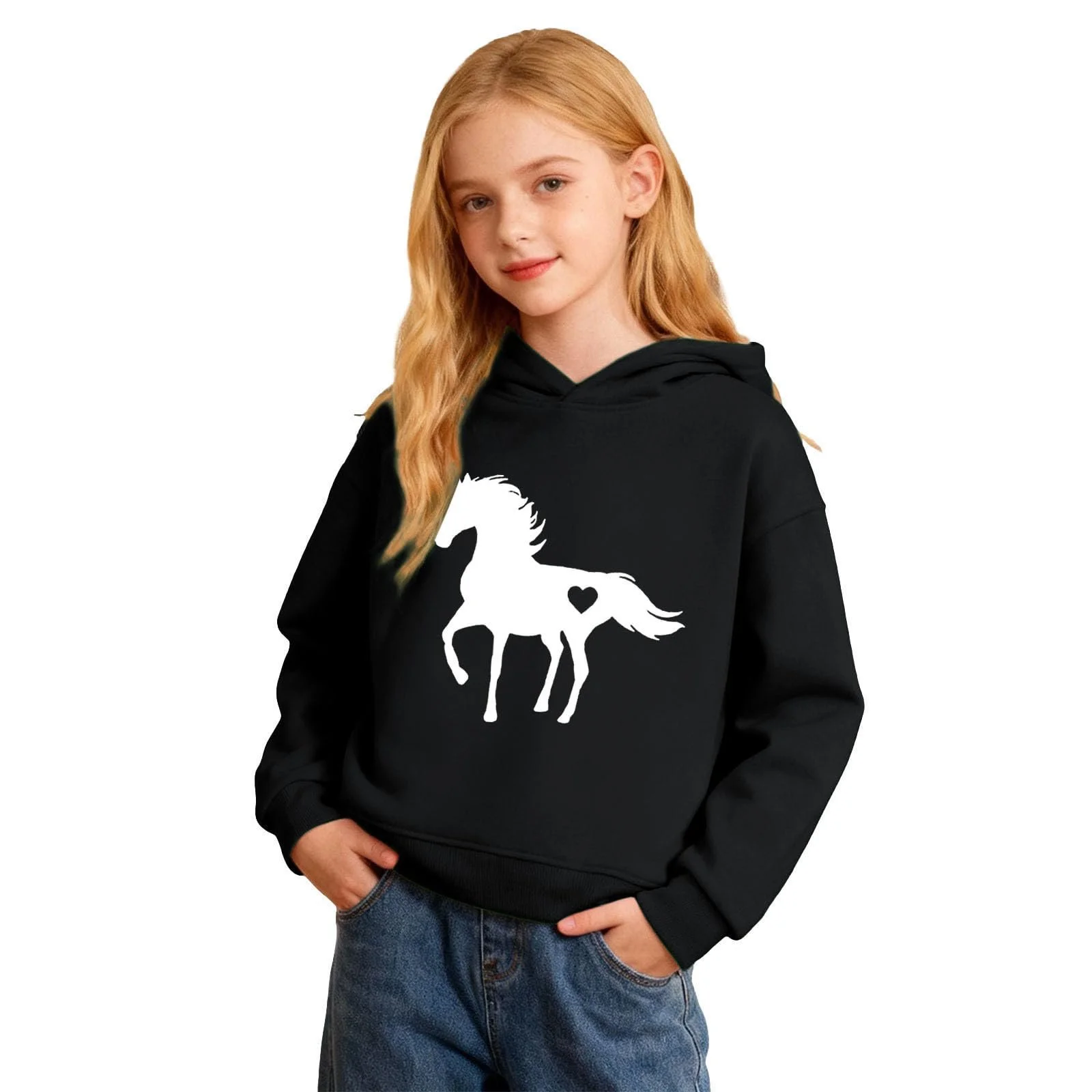 Худи Детский Худи для девочки-подростка Осенний худи на молнии Теплый свитшот с капюшоном, фото №2