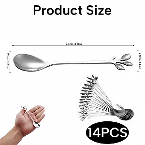 Ложка Кофейная Лист из нержавеющей стали, серебристая, 14 шт synthetic.ua - Фото 1