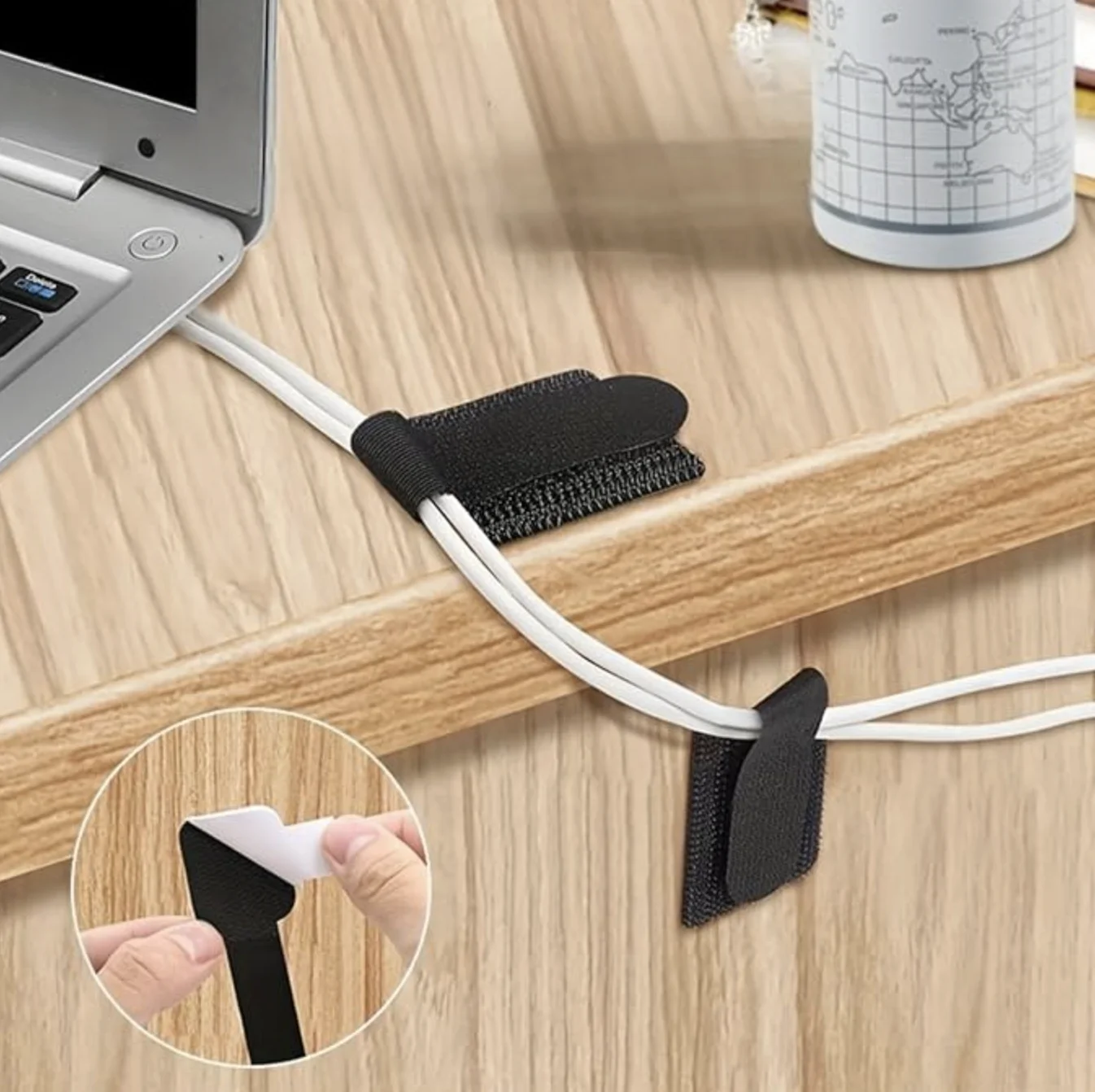 Органайзер для кабелів липучка тримач дротів JoyRo 3M L 5 шт Чорний, фото №7