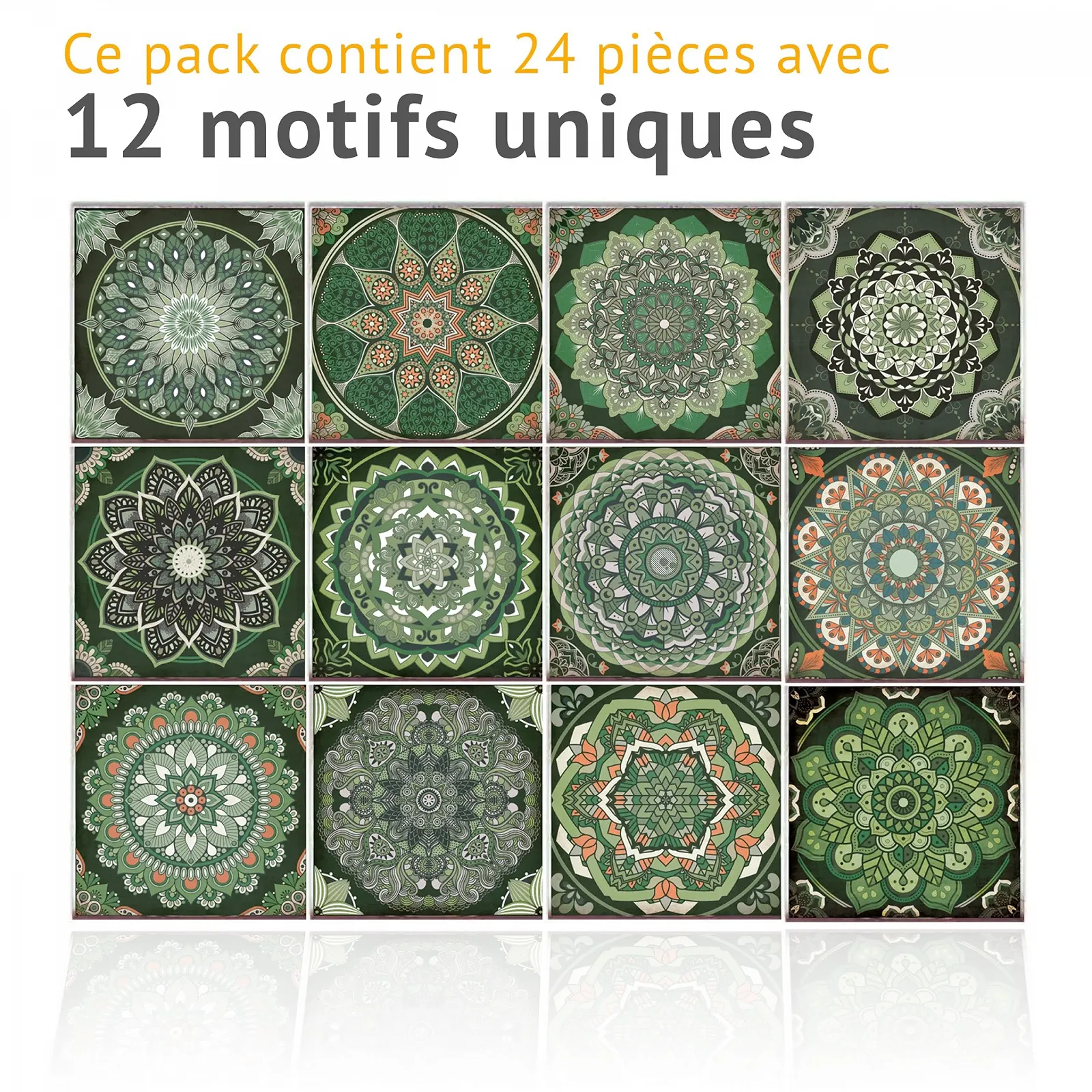 Наклейки на плитку WALPLUS 15 x 15 см 24 шт Зелений Вінтаж, фото №5 Наклейки на плитку WALPLUS 15 x 15 см 24 шт Зелений Вінтаж, фото №5