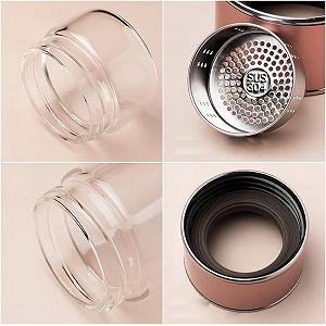 Стеклянный термос с двойными стенками для чая Infuser 280 мл черный synthetic.ua - Фото 1