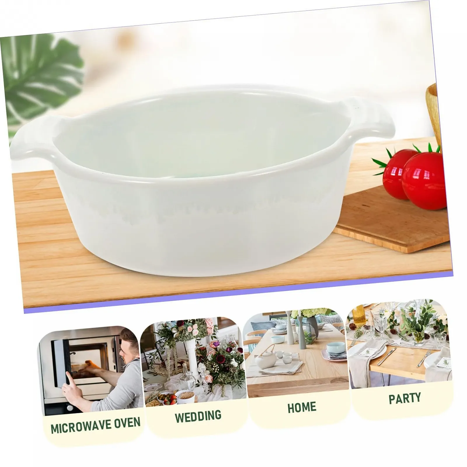 Форма для запікання GALPADA керамічна кругла з двома ручками зелена, фото №7