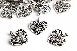 Подвеска металлическая Лентомания фигурное сердце 15*16 мм античное серебро CHARMHRTSLVR - Фото 1