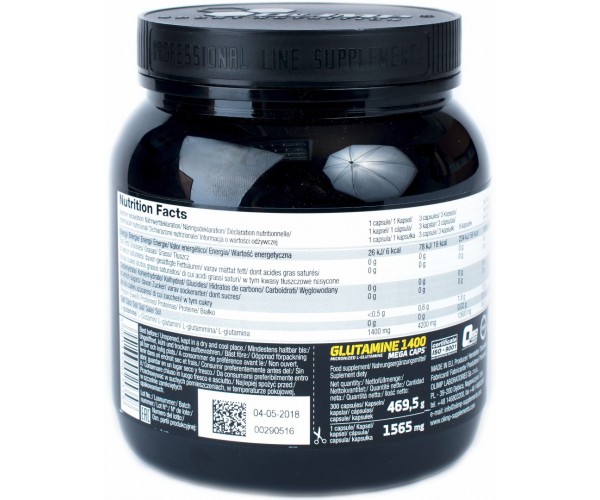 Аминокислоты Olimp Sport Nutrition L-Glutamine 1400 mega Caps (300 капсул), фото №2
