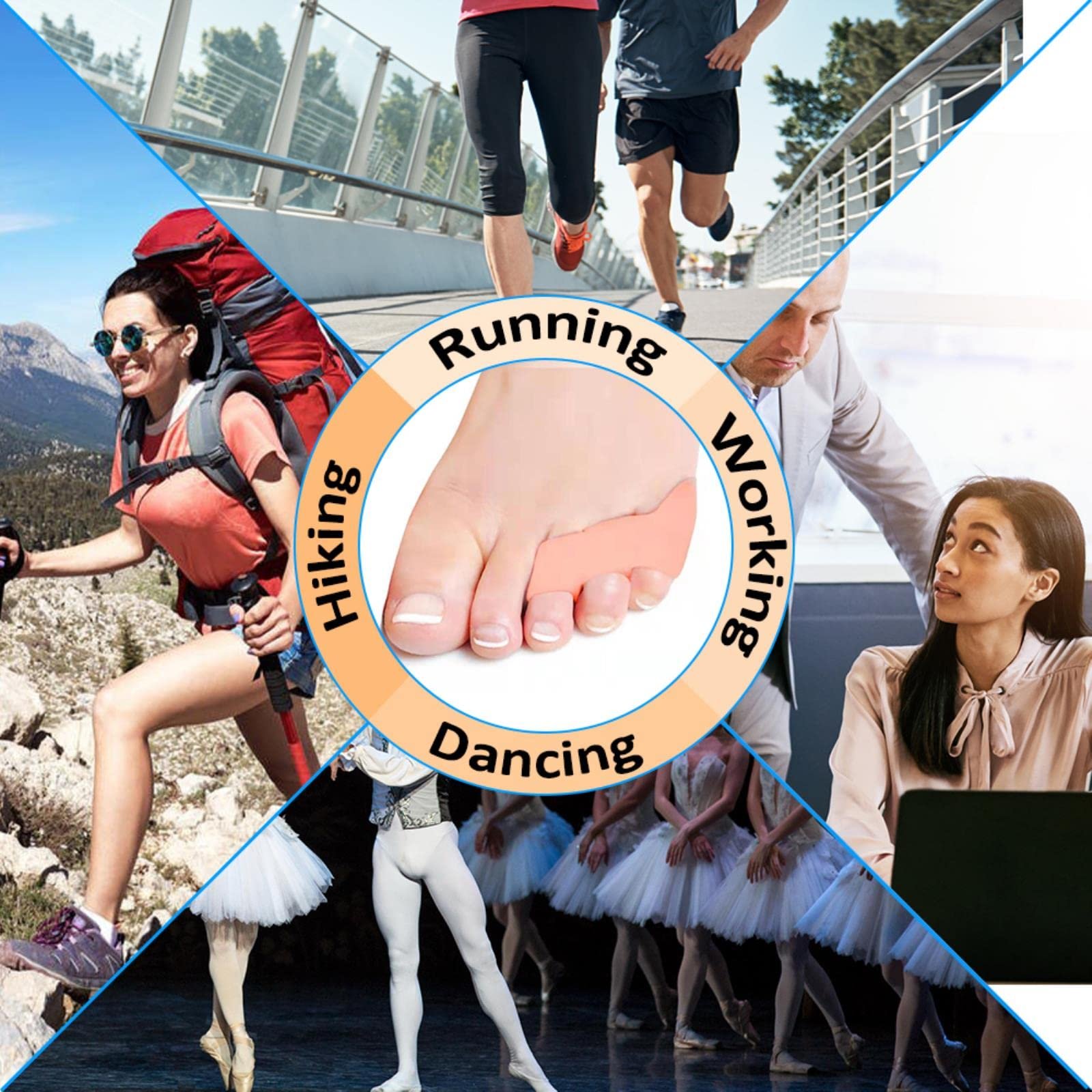 Роздільник для мізинця 3-отвори 2шт/мішок Коректор вальгусної деформації, фото №6