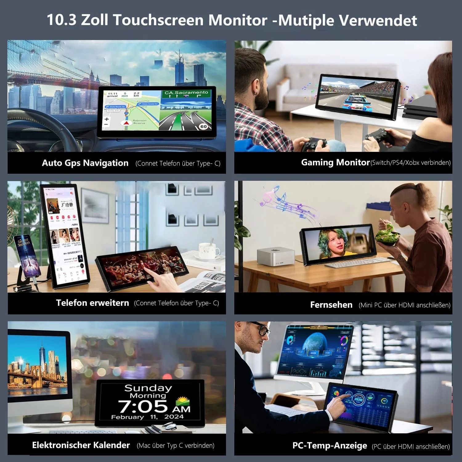 Монитор портативный 10.3" Ulrhzar HD-103 Full HD IPS 60 Гц, фото №7
