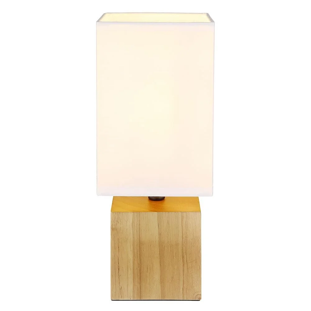 Настольная лампа Globo деревянная квадратная текстиль 1x E27 12 x 12 x 30 см Белая, фото №1