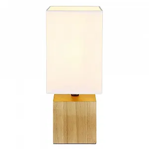 Настольная лампа Globo деревянная квадратная текстиль 1x E27 12 x 12 x 30 см Белая - Фото 1