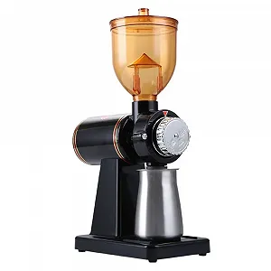 Электрическая жерновая кофемолка Портативная коническая с плавно регулируемым уровнем помола для кофейных зерен, специй, орехов и зерен Черный, нержавеющая сталь 110 В - Фото 1