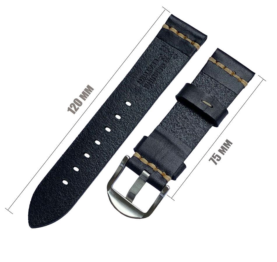 Кожаный ремешок Primolux C052B Steel buckle для часов Garmin Forerunner 245 645 Black, фото №3