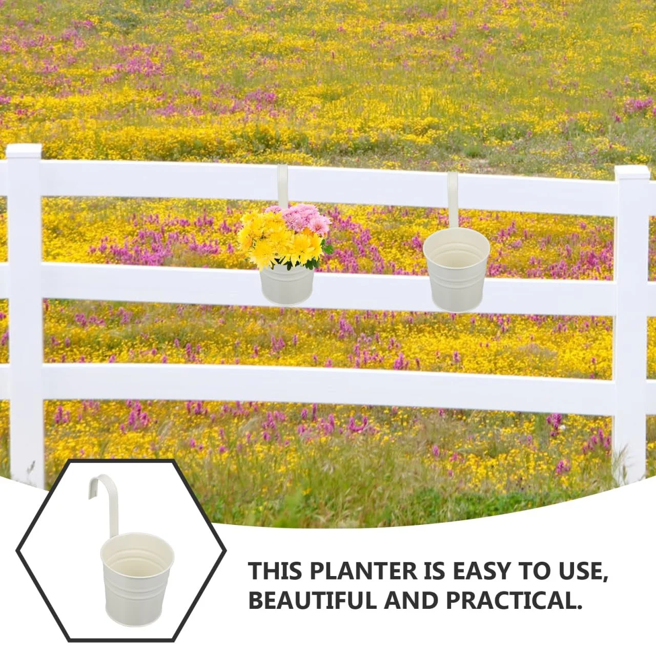 Підвісні горщики для рослин Cabilock Набір з 4 шт. Знімний гачок Метал Білий, фото №8