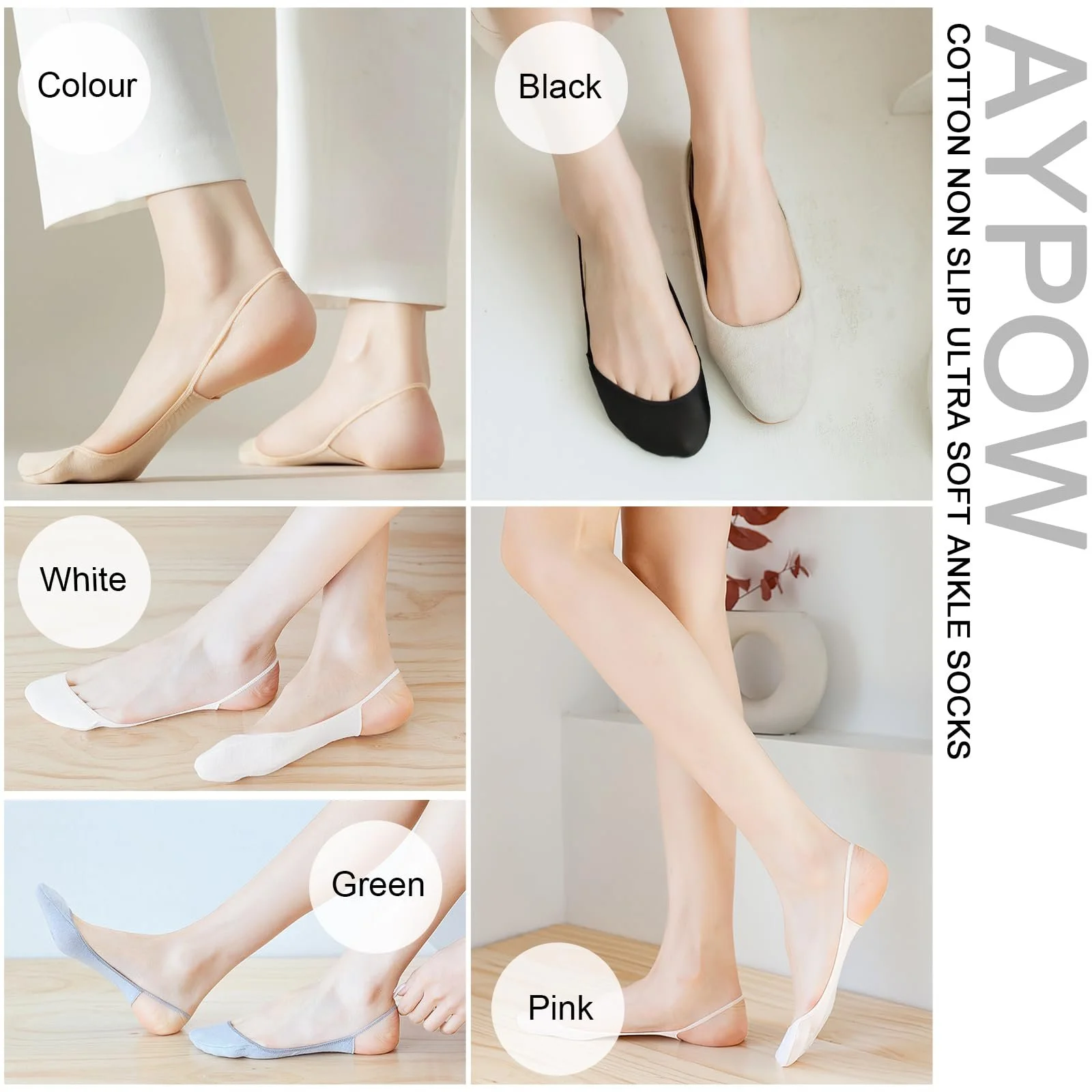 Жіночі бавовняні шкарпетки для босоніжок і високих підборів, 6 пар, фото №6 Жіночі бавовняні шкарпетки для босоніжок і високих підборів, 6 пар, фото №6