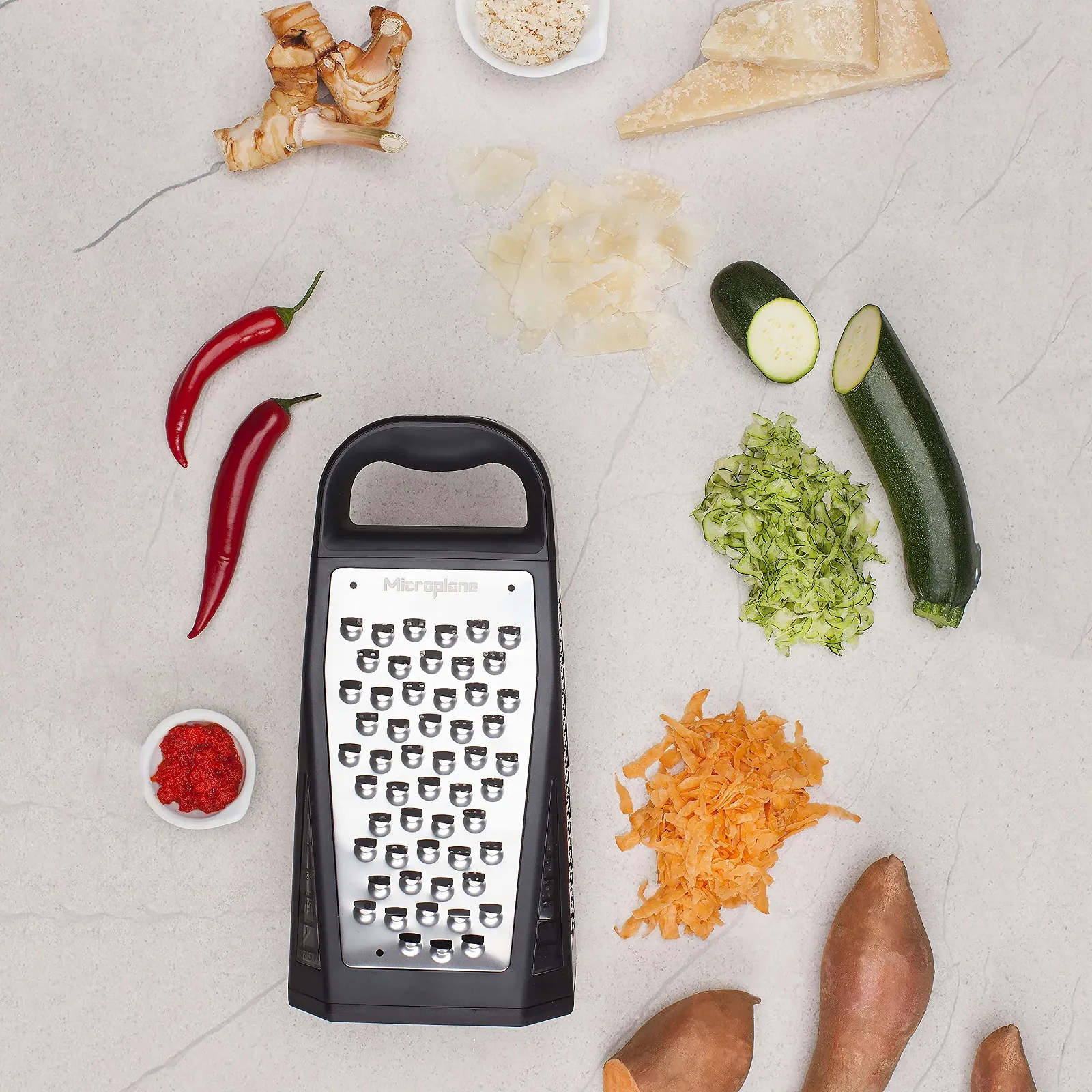 Терка MICROPLANE Specialty Series 5-в-1 Tower 34019 4-стороння леза з нержавіючої сталі, фото №5