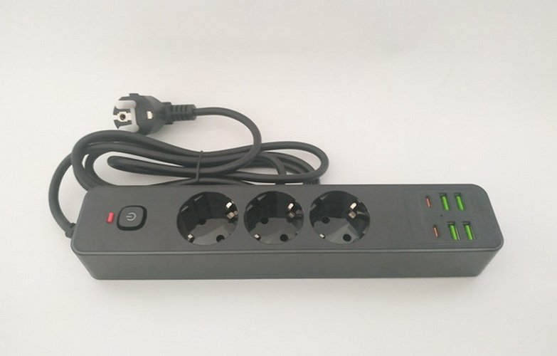 Мережевий фільтр живлення BKL 03 подовжувач 2м на 3 роз'єми 4USB 2Type-C Port, фото №3