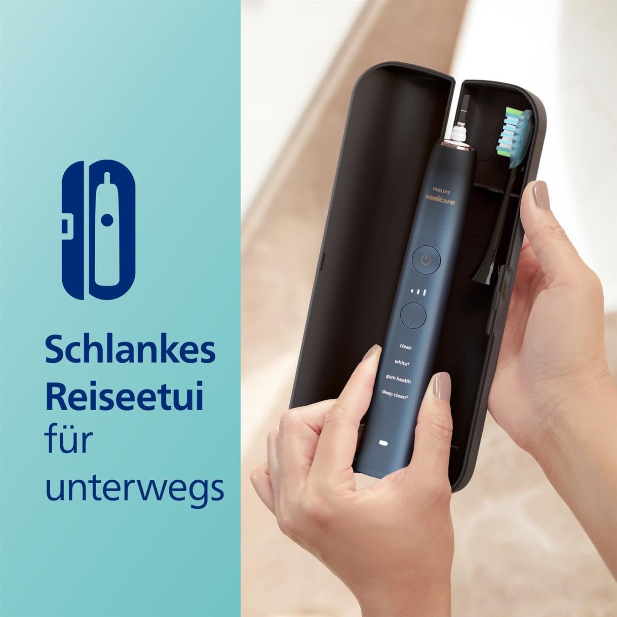 Електрична зубна щітка Philips Sonicare DiamondClean 9000 Series HX9911/89 Special Edition C3 Premium Plaque Control Темно-синя, фото №7