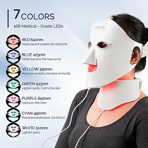 LED Маска для световой терапии лица, Маска для красной световой терапии, 7-цветная LED маска для лица и шеи synthetic.ua - Фото 1
