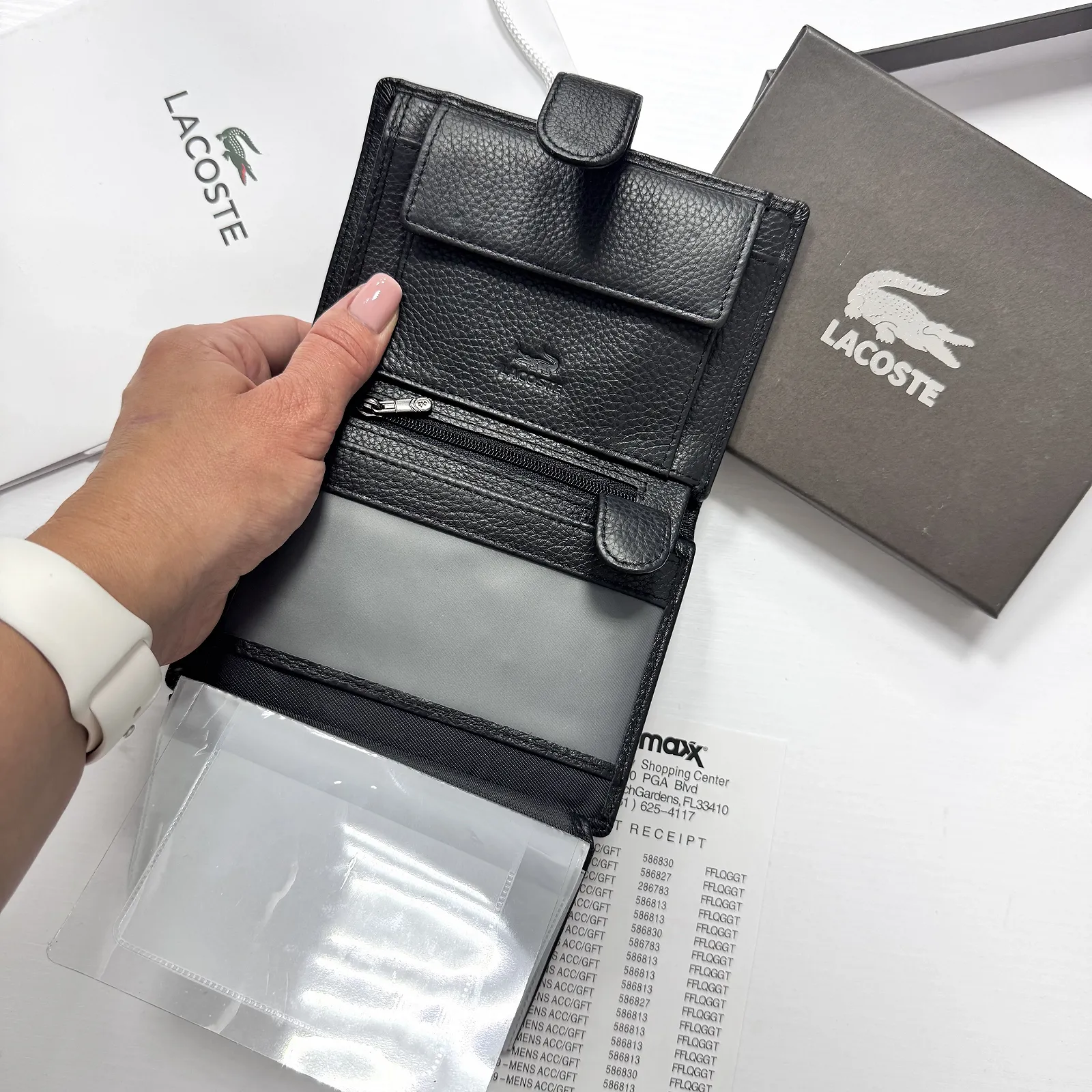 Мужское портмоне вертикальное кожаное Lacoste, фото №10