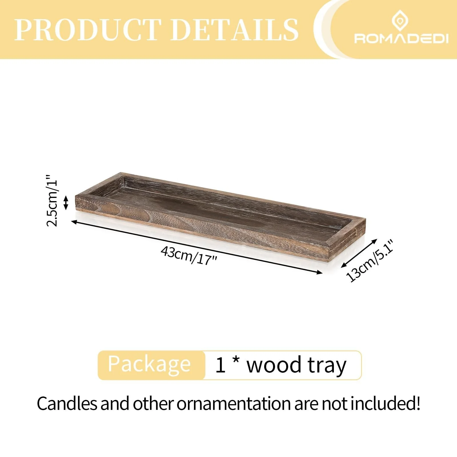 Поднос деревянный прямоугольный Romadedi 43 см, декоративный для свечей, центральный элемент стола., фото №6 Поднос деревянный прямоугольный Romadedi 43 см, декоративный для свечей, центральный элемент стола., фото №6
