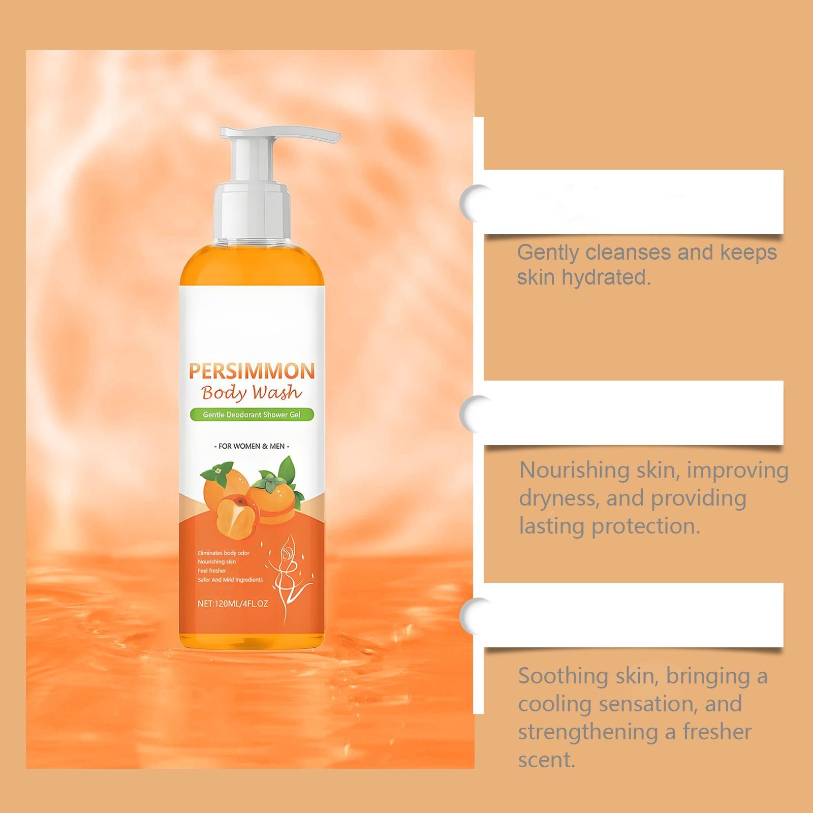 Гель для душу Persimmon проти запаху тіла з екстрактом хурми 1 шт, фото №4 Гель для душу Persimmon проти запаху тіла з екстрактом хурми 1 шт, фото №4