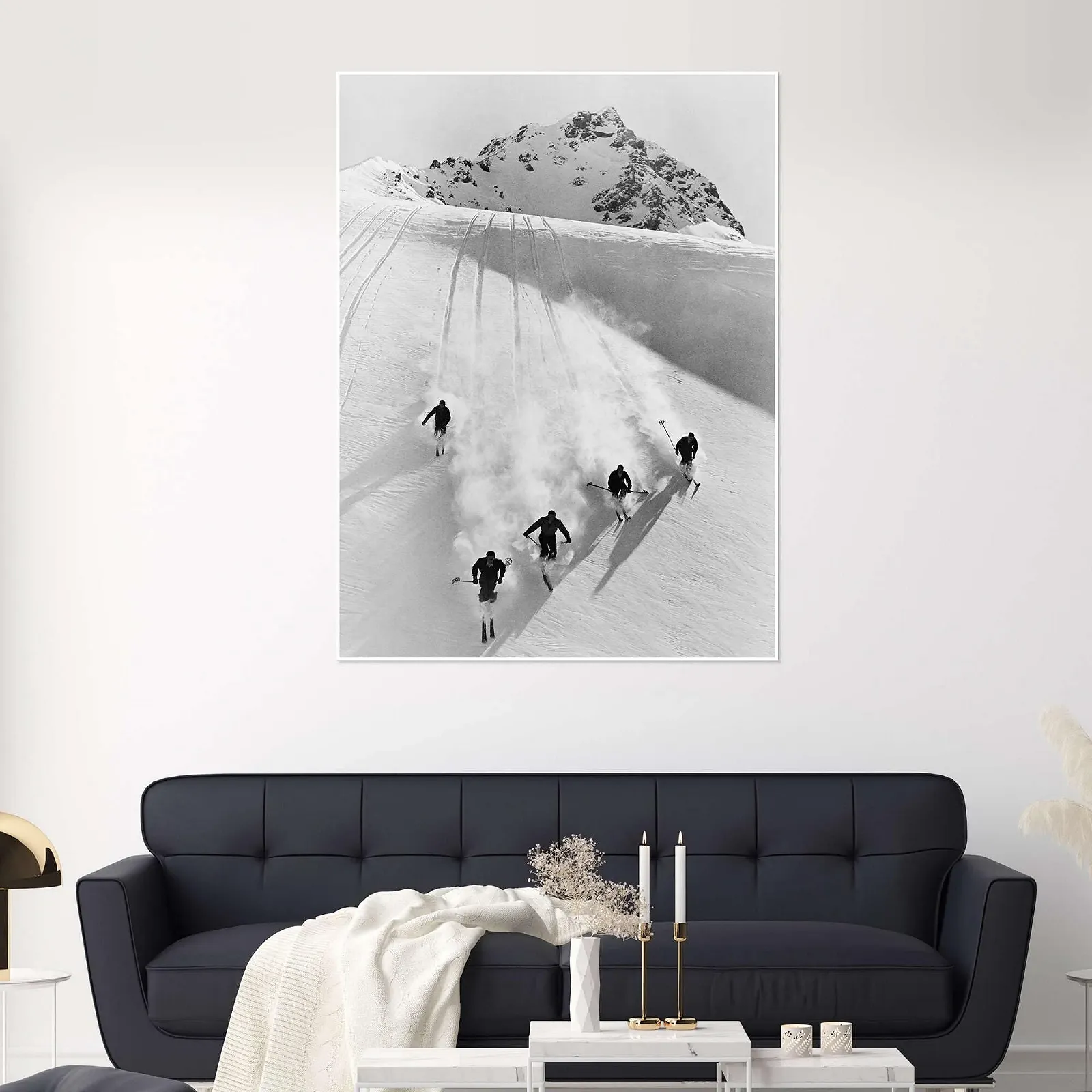 Постер Vintage Ski Collection Downhill in the Swiss Alps 50 x 70 см Черно-белый, фото №6