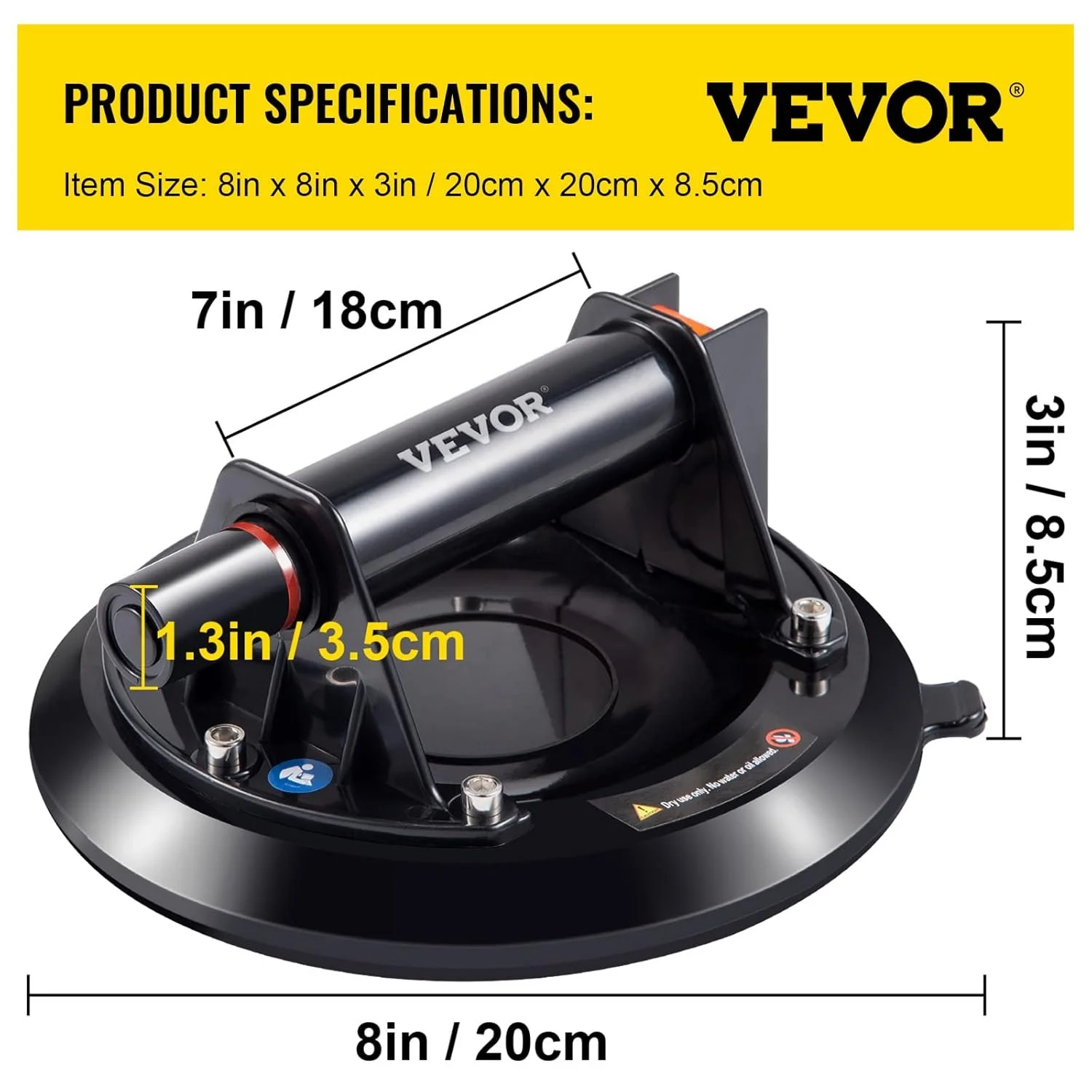 Вакуумная стеклянная присоска VEVOR для подъема поверхностей / 2 шт / Черный, фото №4 Вакуумная стеклянная присоска VEVOR для подъема поверхностей / 2 шт / Черный, фото №4