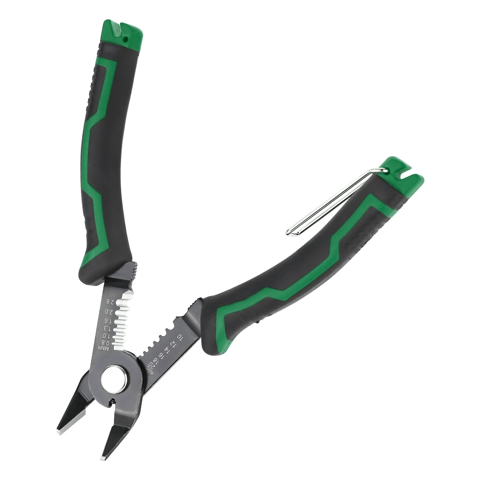 Бокорезы и стриппер 3-в-1 20-10 AWG с скрытой пружиной зеленые, фото №1