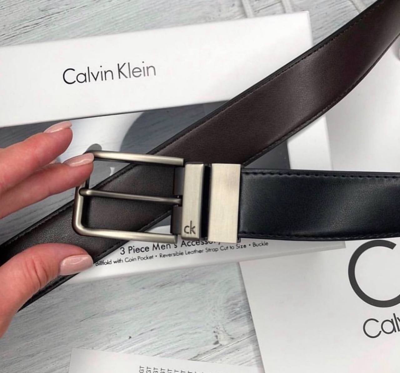 Мужской подарочный набор кожаный ремень и кошелек Calvin Klein, фото №7