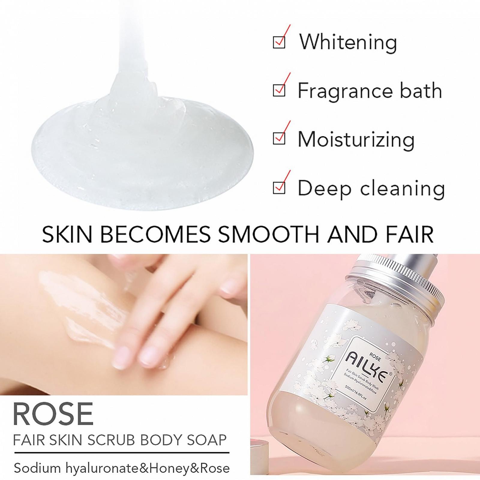 Гель-скраб для тіла AILKE Fair Skin Rose Oil Extract Sodium Hyaluronate 500 мл, фото №3 Гель-скраб для тіла AILKE Fair Skin Rose Oil Extract Sodium Hyaluronate 500 мл, фото №3