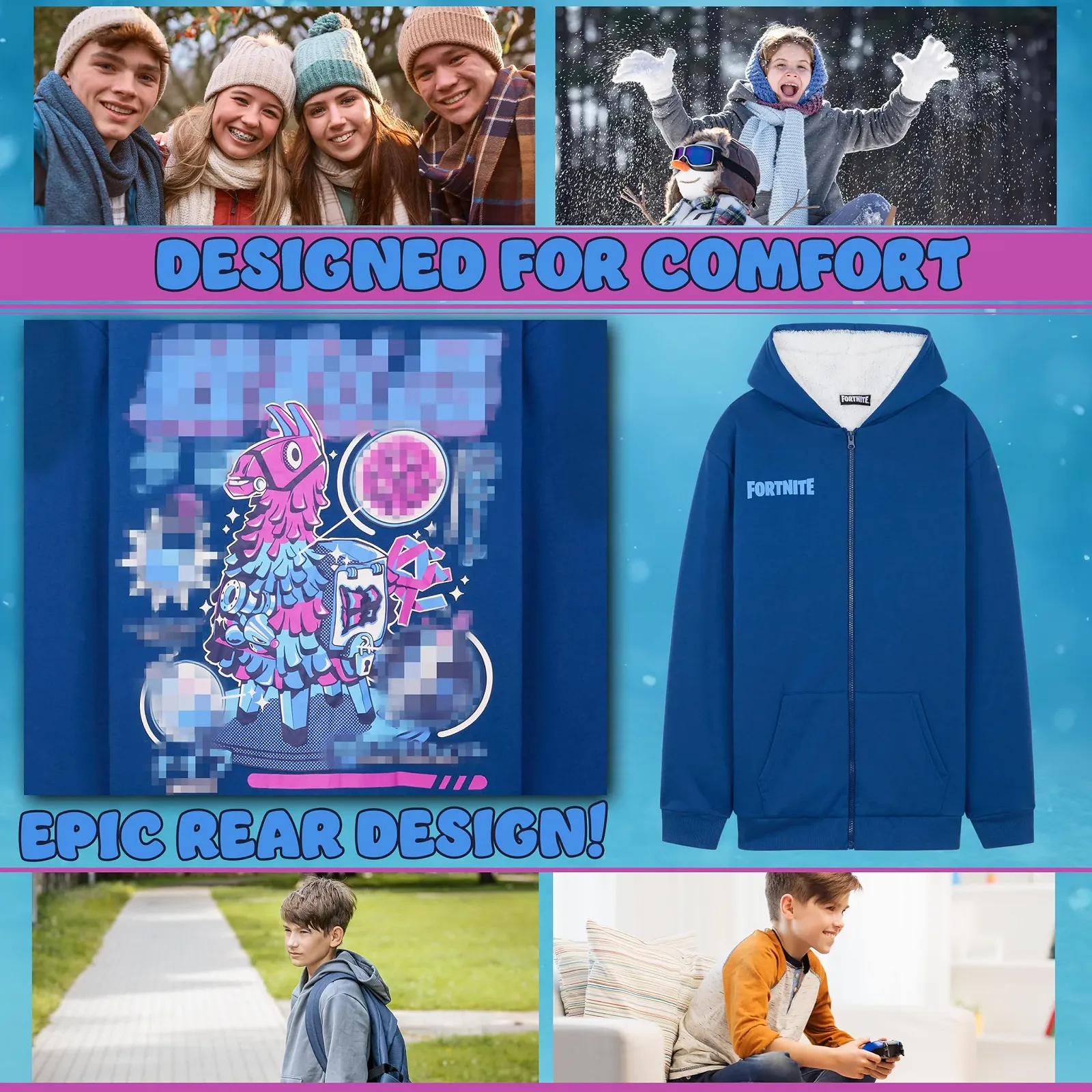 Худи Fortnite для мальчиков 7-16 лет, мягкая флисовая куртка на молнии с капюшоном, подарок для мальчиков, фото №4
