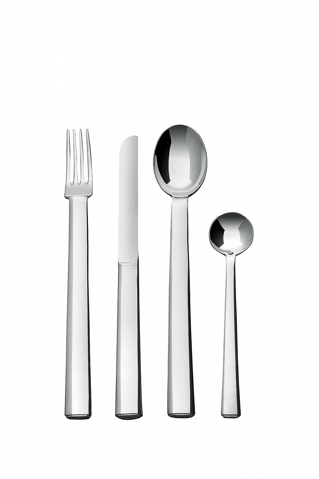 Набор столовых приборов Alessi Rundes Modell: вилки, столовые ножи, шесть чайных ложек из нержавеющей стали 18/10, полированная, серебряный, фото №1 Набор столовых приборов Alessi Rundes Modell: вилки, столовые ножи, шесть чайных ложек из нержавеющей стали 18/10, полированная, серебряный, фото №1