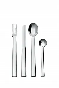 Набор столовых приборов Alessi Rundes Modell: вилки, столовые ножи, шесть чайных ложек из нержавеющей стали 18/10, полированная, серебряный - Фото 1