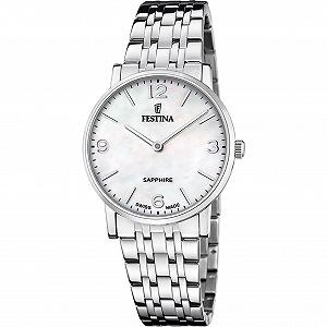 Женские часы Festina Classics F20047/2, корпус из нержавеющей стали 316L серебристого цвета, браслет из нержавеющей стали 316L серебристого цвета, бежевый - Фото 1