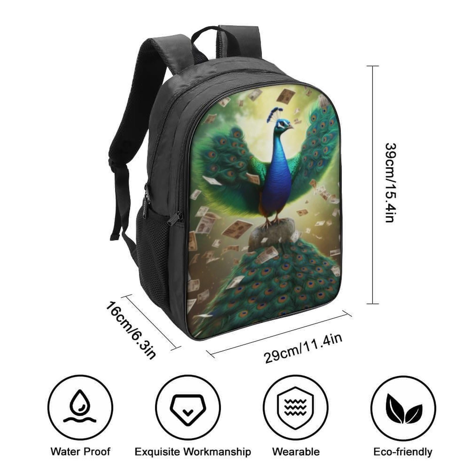 Ранець RSIUUODNF Peacock 40x28x16см, фото №2